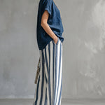 Daily Casual Short Sleeve T-shirt Stripe Pants Set