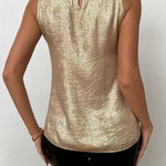 Fashion Metallic Texture Fabric Sleeveless Top
