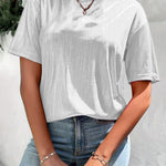 Versatile Metallic Texture Fabric Short Sleeves T-shirt