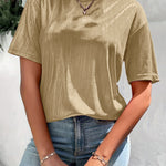 Versatile Metallic Texture Fabric Short Sleeves T-shirt