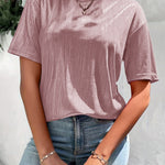 Versatile Metallic Texture Fabric Short Sleeves T-shirt