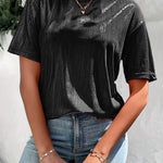 Versatile Metallic Texture Fabric Short Sleeves T-shirt