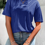 Versatile Metallic Texture Fabric Short Sleeves T-shirt