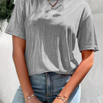 Versatile Metallic Texture Fabric Short Sleeves T-shirt