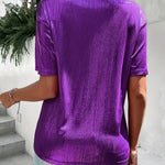 Versatile Metallic Texture Fabric Short Sleeves T-shirt