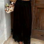 Boho Lace Splicing Hem Wide-Leg Lantern Pants
