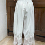 Boho Lace Splicing Hem Wide-Leg Lantern Pants