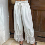 Boho Lace Splicing Hem Wide-Leg Lantern Pants