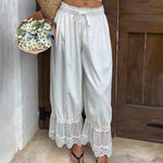 Boho Lace Splicing Hem Wide-Leg Lantern Pants