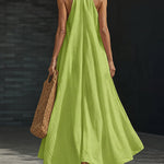 Summer Casual Halterneck Maxi Dress with Pockets