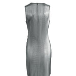 Shiny Metallic Cinched Waist Sleeveless Dress
