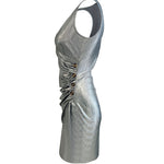 Shiny Metallic Cinched Waist Sleeveless Dress