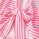 Fashion Stripe Bow Tie Batwing Sleeves Top