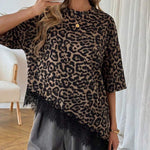 Casual Loose Lace Patchwork Slant Hem Top
