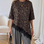 Casual Loose Lace Patchwork Slant Hem Top