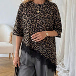 Casual Loose Lace Patchwork Slant Hem Top