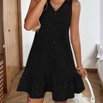 Sweet Jacquard Bow Straps Ruffled Hem Dress