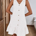 Sweet Jacquard Bow Straps Ruffled Hem Dress