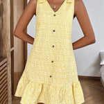 Sweet Jacquard Bow Straps Ruffled Hem Dress