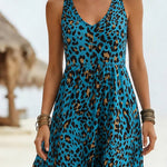 Vacation Style Leopard Print Sleeveless Midi Dress