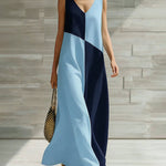 Elegant Two-Tone Sleeveless Maxi Dress