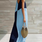 Elegant Two-Tone Sleeveless Maxi Dress