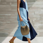 Elegant Two-Tone Sleeveless Maxi Dress
