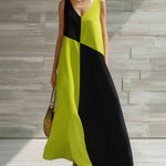 Elegant Two-Tone Sleeveless Maxi Dress