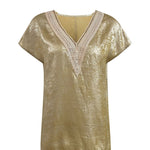 Stylish Lace V-neck Metallic Texture Fabric Top