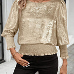 Stylish Relaxed Fit Metallic Texture Fabric Blouse