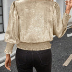 Stylish Relaxed Fit Metallic Texture Fabric Blouse