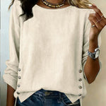 Casual Loose Side Button Accent T-shirt