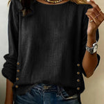 Casual Loose Side Button Accent T-shirt