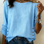 Casual Loose Side Button Accent T-shirt