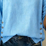 Casual Loose Side Button Accent T-shirt