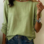Casual Loose Side Button Accent T-shirt