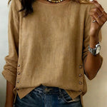 Casual Loose Side Button Accent T-shirt