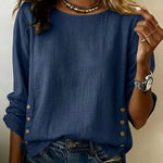 Casual Loose Side Button Accent T-shirt