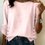 Casual Loose Side Button Accent T-shirt