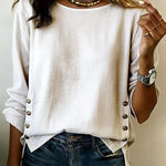 Casual Loose Side Button Accent T-shirt