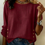 Casual Loose Side Button Accent T-shirt