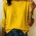 Casual Loose Side Button Accent T-shirt