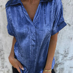Classic Short Sleeve Crackle Gloss Fabric Shirt