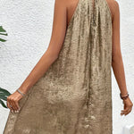 Fashion Loose Metallic Texture Fabric Halter Neck Dress