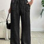 Stylish Metallic Texture Fabric Wide-Leg Pants