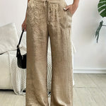 Stylish Metallic Texture Fabric Wide-Leg Pants