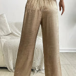 Stylish Metallic Texture Fabric Wide-Leg Pants