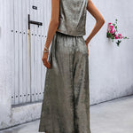 Effortless Metallic Texture Fabric Two-Piece Set
