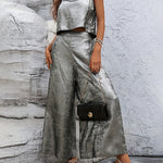 Effortless Metallic Texture Fabric Two-Piece Set