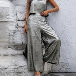 Effortless Metallic Texture Fabric Two-Piece Set